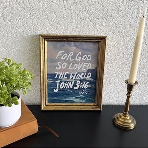Christian John 3:16 Art in Vintage Refinished Frame 8x10